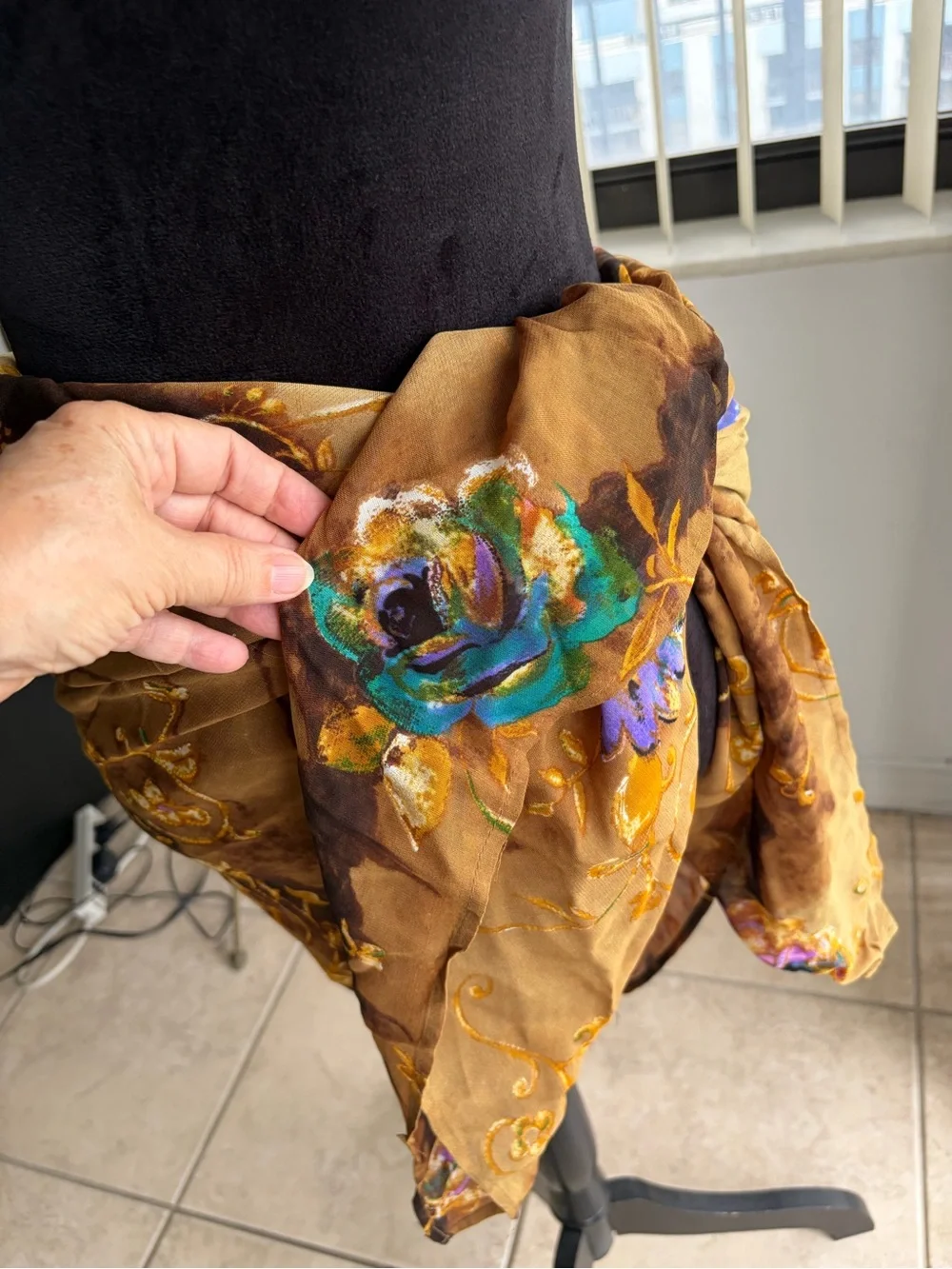 Gottex Vintage Sheer Silk Large Square Scarf Sarong Beach Cover Up Wrap